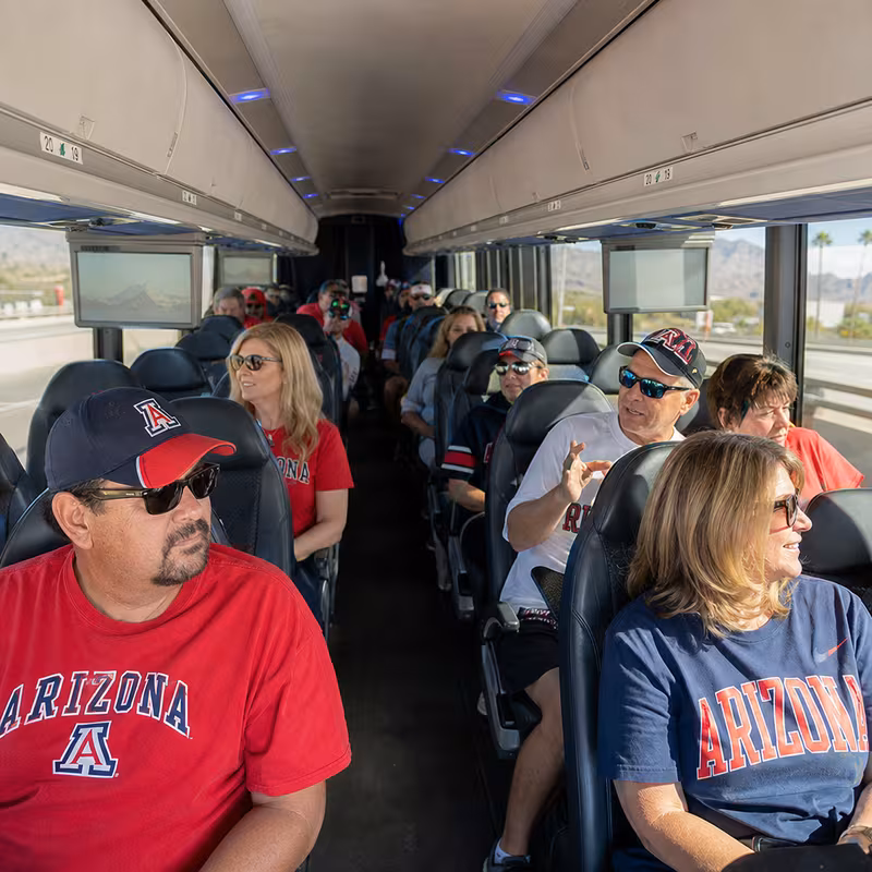 Passenger seating aboard a Tucson party bus rental