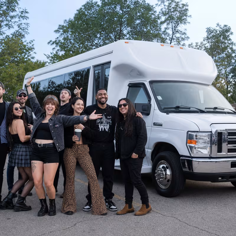 Black Mercedes Sprinter van staged for an Tucson Concert Transportation group
