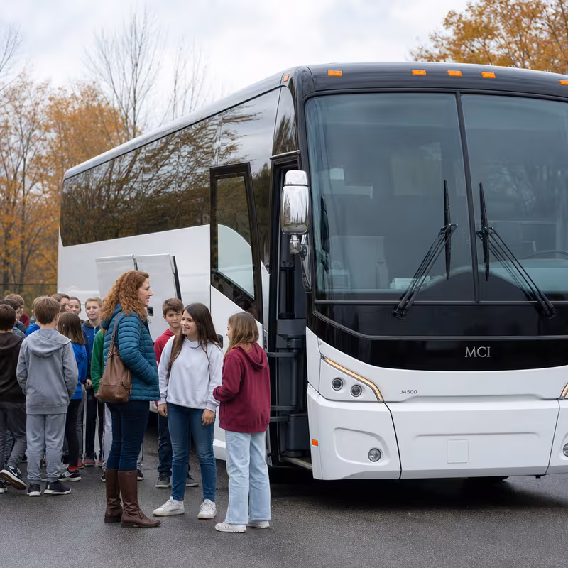Black Mercedes Sprinter van staged for an Tucson School Transportation group