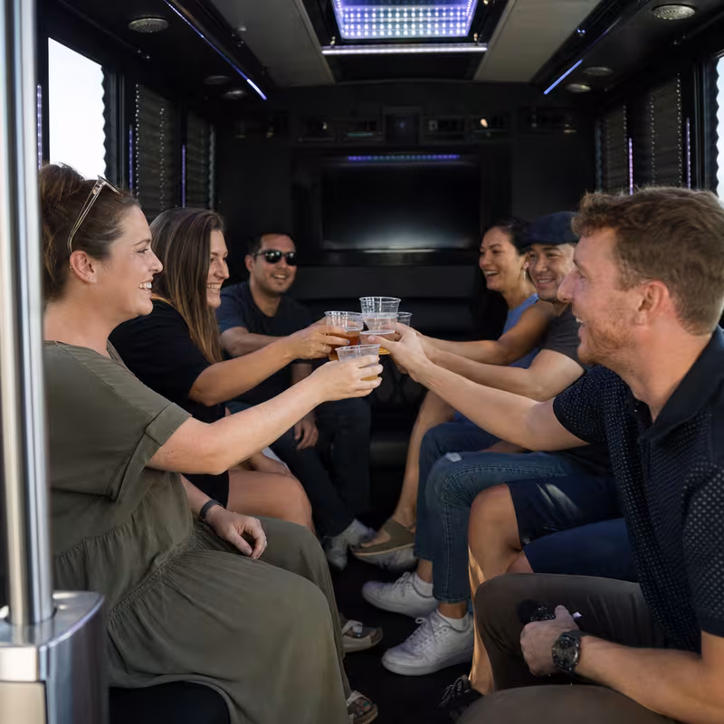 Black Mercedes Sprinter van staged for an Tucson Winery & Brewery Tour Transportation group